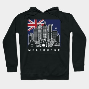 Melbourne Australia Skyline Australian Flag Hoodie